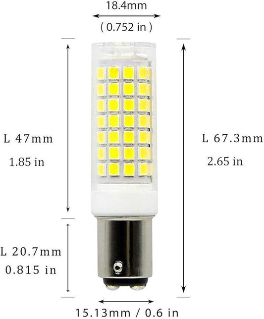 Ba15d LED Light Bulbs Dimmable Double Contact Bayonet Base, AC110V 8W Ba15d LED Bulb 75W JD Type T3/T4 Halogen Bulbs Equivalent Daylight White 6000K, Dimmable Sewing Machine Lamp(2-Pack)