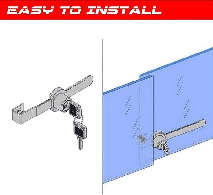 WOOCH Sliding Glass Door Ratchet Lock with Chrome Finish, Keyed Alike Showcase Display - 2 Pack