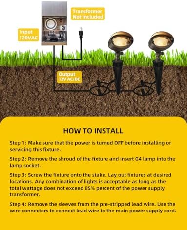 COLOER Brass Landscape Flood Lights 12 Pack with LED G4 Bulb (501B Bronze)