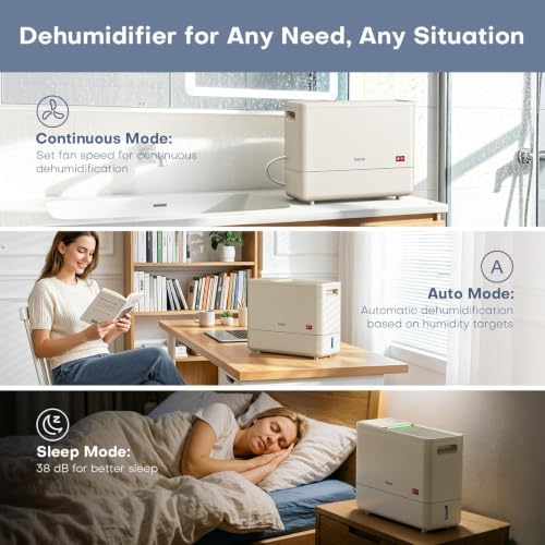 1500 Sq.Ft Dehumidifier for Basement with Drain Hose and 1.2 Gal Tank