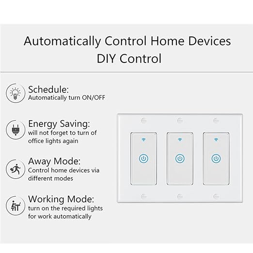 Zigbee Paddle Touch Smart Switch, Compatible with Alexa, Google Home, Hubitat, and HA, Neutral Wire Required (3)