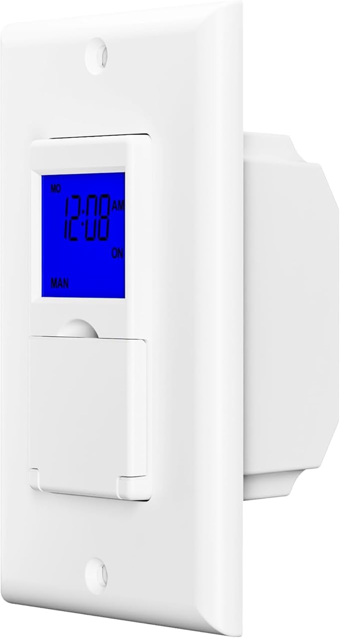 BN-LINK 7 Day Programmable Astronomical Timer Switch for Lights, Dusk to Dawn Light Switch Timer Indoor, Sunrise Sunset Wall Timer Switches, Neutral Wire Required, Single Pole Only, ETL Listed