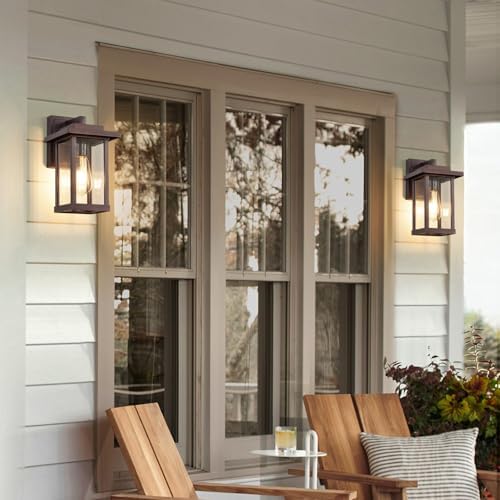 Exterior Light Fixtures 2 Pack Modern Outdoor Wall Lanterns Bronze