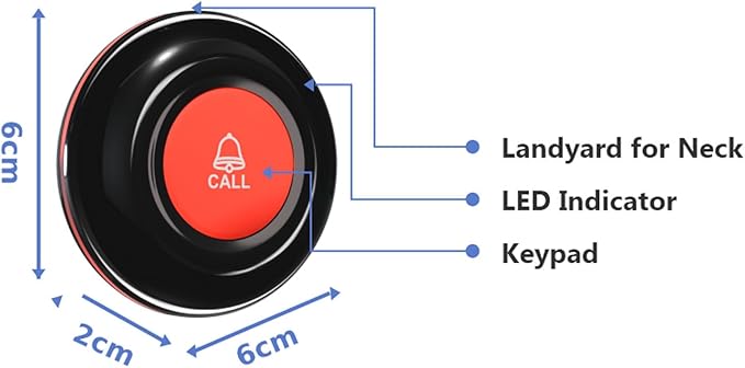 CallToU Wireless Call Buttons for Caregiver Pager and Calling System Waterproof Nurse Alert Call Buttons for Clinic Nurses Station Restaurant Nursing Home(Need to Be Paired with Receiver to Work)