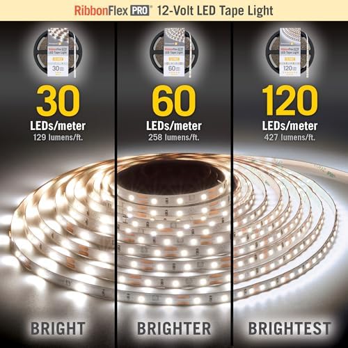 Armacost Lighting RibbonFlex Pro 12V White LED Strip Lights 120 LED/m, 4000K, 16.4 ft, 153230N