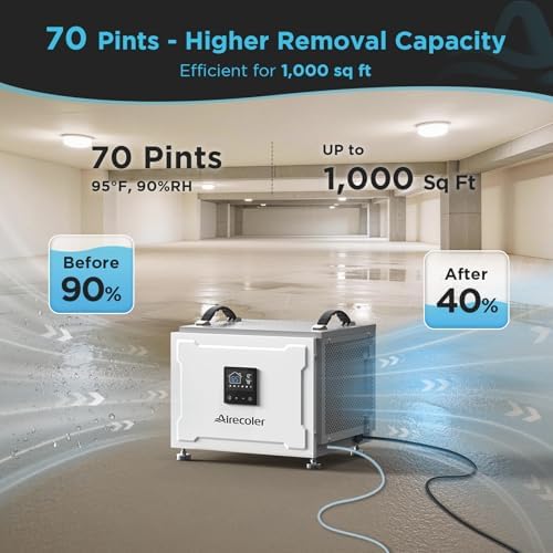 70 Pints Commercial Dehumidifier with Pump for Crawl Space