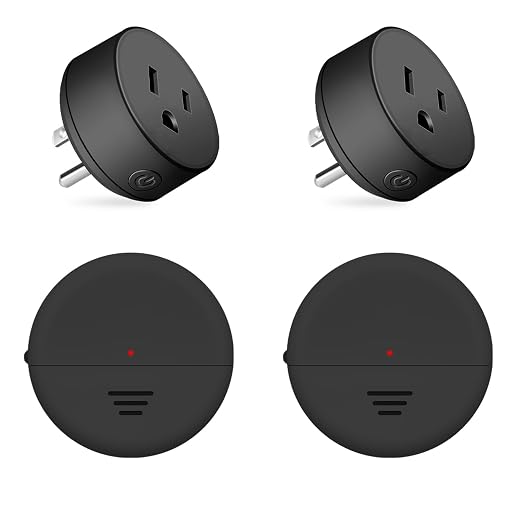 Black Motion Sensor Outlet Set,Auto Turn On/Off,15A/1500W, 2Sensors 2Plugs
