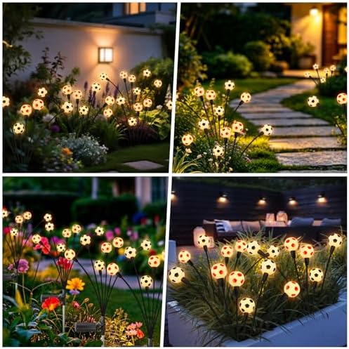 vignuto 2026 Solar Soccer Lights, 8 Packs 48LED, Solar Lights Outdoor Waterproof, World Cup Decorations, Garden Decor, Patio Decor, Unique Decor for Soccer Game.