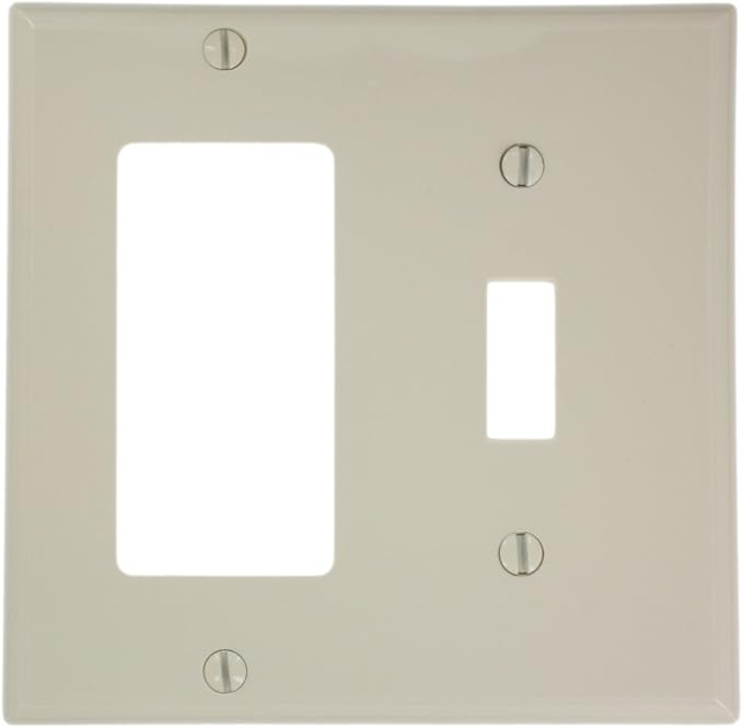 Leviton 2-Gang 1-Toggle, 1-Decora/GFCI, Device Combination Wallplate, 80707-T, Light Almond