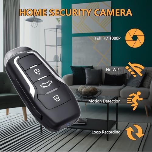 KEHZKCT Mini Video Camera 1080P, Portable Camera Disguised as Car Key Fob with Motion Detection, Nanny Cam for Home Security