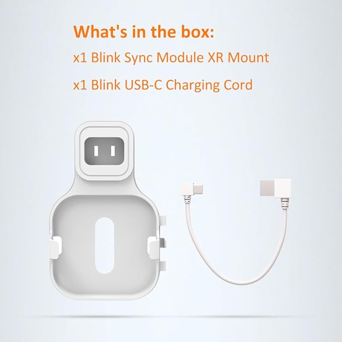 AutoSonic All-New Mount Compatible with Blink Sync Module XR | Outlet Wall Holder Mounting Bracket Accessories | USB-C Cable Included | White