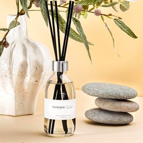 Clesh Reed Diffuser Set, 6.7 oz Eucalyptus Scented Diffuser with Sticks, Home Fragrance Reed Diffuser for Bathroom Shelf Decor