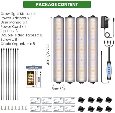 Wolezek 14in Grow Light Strip for Indoor Plants, Full Spectrum