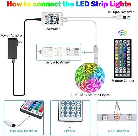 Tenmiro Led Lights for Bedroom, Music Sync LED Rope Lights APP Control with Remote, RGB Led Strip Lights for Room Kitchen Party Home Decoration (65ft)