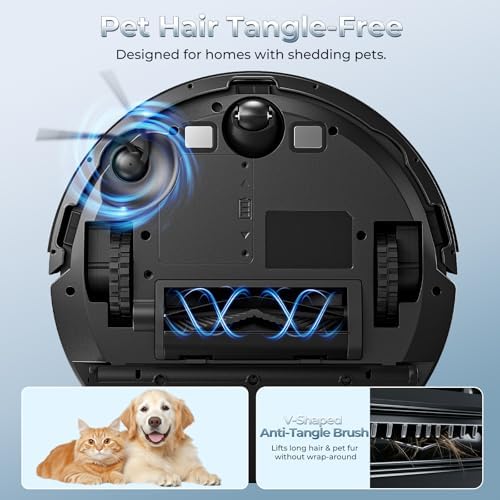 Kilgone Robot Vacuum and Mop Combo with Self Emptying Station, 6000Pa Suction Anti Tangle Brush LiDAR Navigation Multi Floor Mapping, 90 Day Hands Free Smart Laser Robotic Cleaner for Pet Hair Carpet
