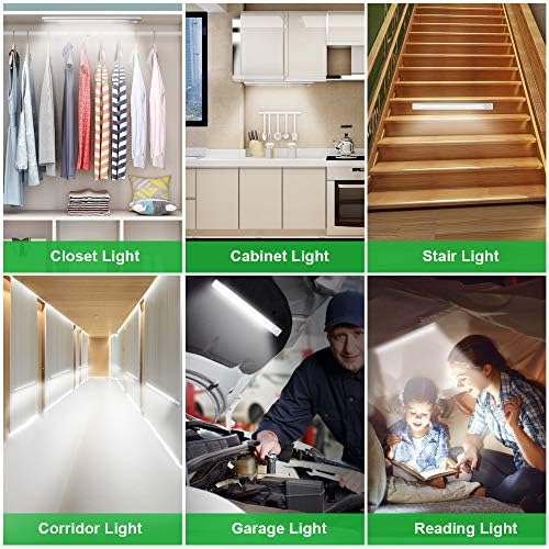 goodland 160 LED Closet Lights Motion Sensor Under Cabinet Lights Indoor Lighting 3000mAh Battery Powered Light Bar Dimmable Rechargeable Closet Light for Kitchen, Wardrobe, Stairs(2 Pack)