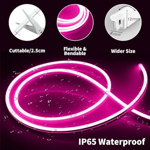 iNextStation 16.4FT DC12V LED Strip Lights Pink Neon Rope Lights (No Plug)