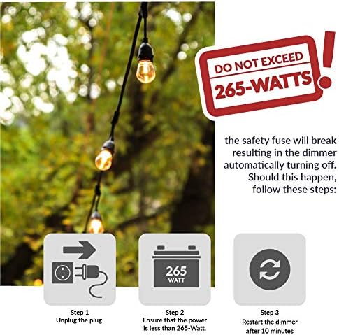 Newhouse Lighting RS-NA-265W Wireless Outdoor LED String Light Dimmer Control Outlet | 265 Max Watts | 100ft Remote Range | ETL Listed, Black