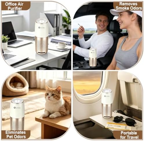 Aucleia Portable Car Air Purifier with H13 HEPA Filter, Smoke Odor Removal