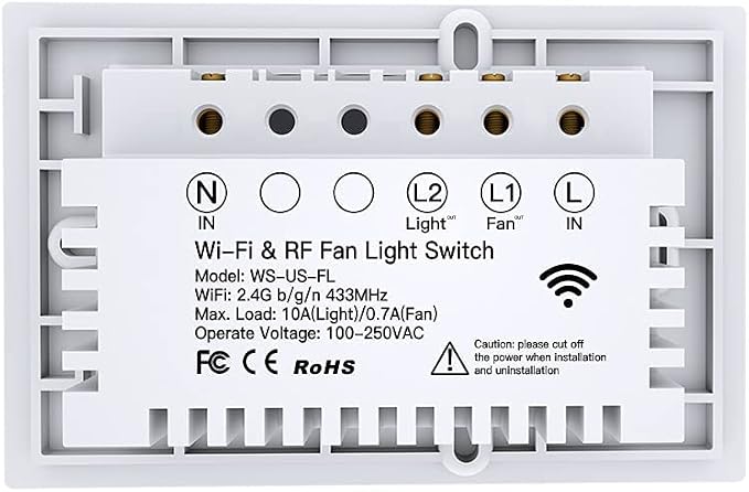 MOES WiFi Smart Ceiling Fan Light Wall Switch, Smart Life/Tuya APP Remote Timer and Counterdown, Compatible with Alexa and Google Home, No Hub Required, Neutral Wire Required,White