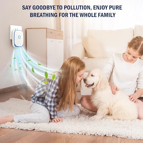 Air Ionizers 6 Pack, Plug in Negative Ion Air Purifier, 100 Million Ions/hr Filterless Quiet Mini Portable Air Freshener for Home, Pet Odors, Bedroom, Kitchen, Office, Smoke, Dust, White