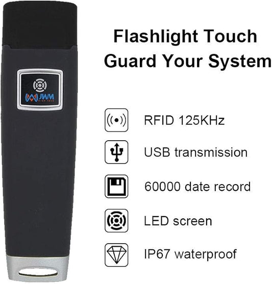 JWM Security Guard Tour Patrol System with LCD Screen, 125kHz RFID, for Hotels, Hospitals, Logistics, Warehousing, Professional Guard Monitoring Attendance System (White)