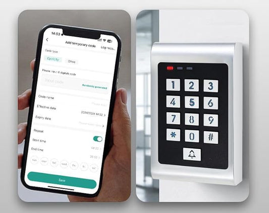 Smart WiFi Metal Outdoor Keypad RFID Access Controller with Tuya Phone App Remote Control 600lbs Magnetic Lock Push Exit Button Commercial WiFi Access Control System