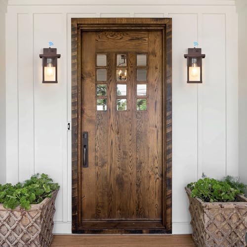 2 Pack Dusk to Dawn Brown Exterior Light Fixture Outdoor Wall Light