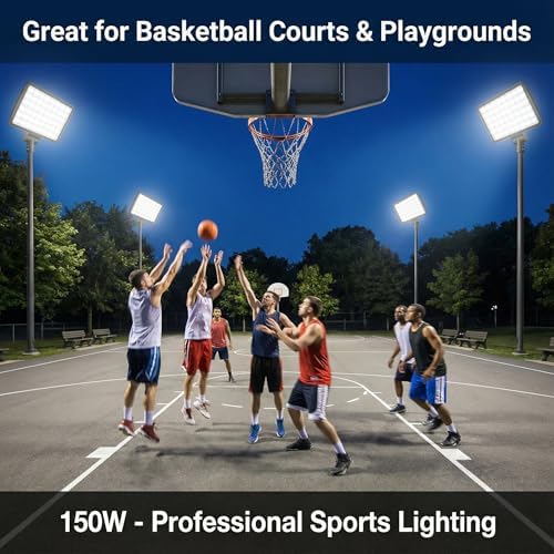 XXBSAZ 150W LED Flood Light Outdoor, Daylight 6500K,18000LM, AC85-265V IP66 Waterproof, High Power Commercial Work Light, Security Stadium Lights for Parking Lots, Workshop,Warehouses