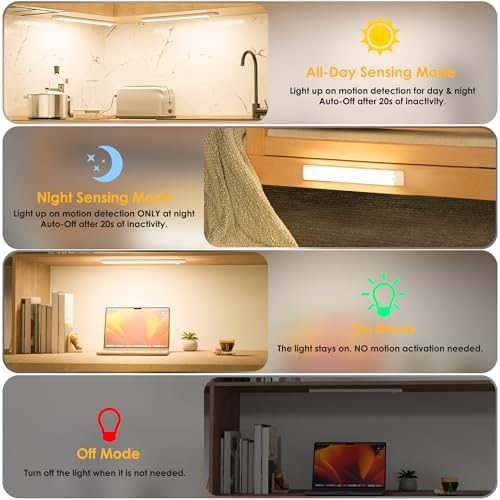 11.8 inch Motion Sensor Under Cabinet Light, 5-Pack, Warm White