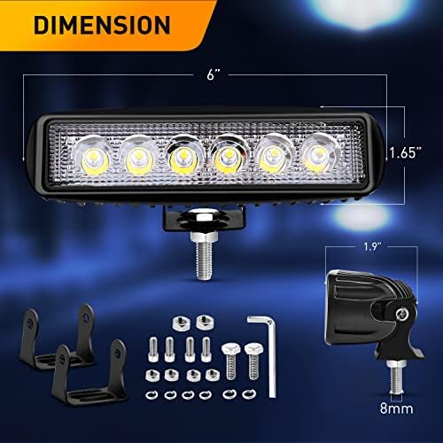 GOOACC 2PCS 18w LED Light Bar Work Spot Beam Pods Off Road Driving Fog Lighting Reverse Lamp for Truck Tractor Golf Cart SUV ATV UTV Boats
