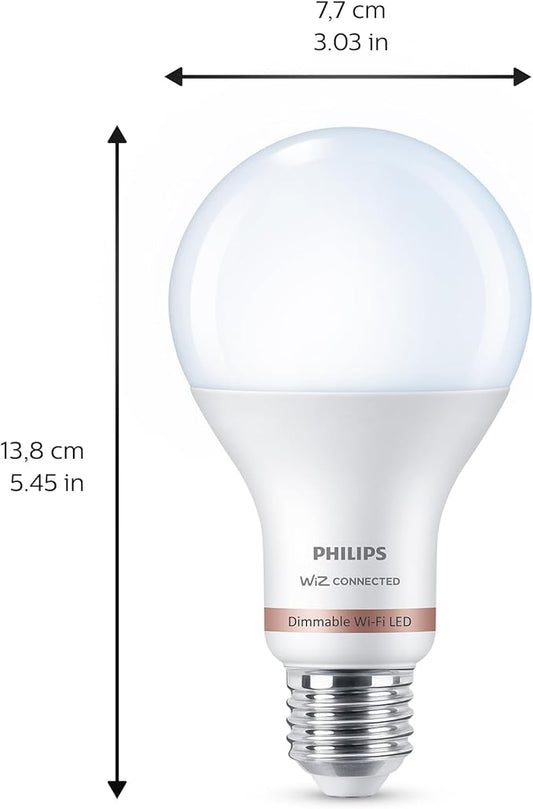 Philips Smart 100W A21 Daylight LED Bulb 4-Pack - E26- Indoor - Connects to Your Existing Wi-Fi - Control with Voice or App - Powered by WiZ Connected