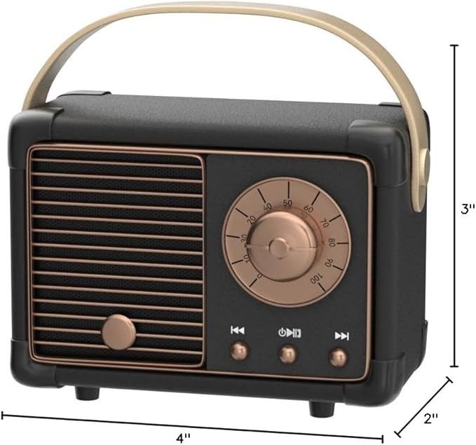Retro Bluetooth Speaker, Vintage Decor, Small Portable Wireless Speaker,Hands-Free Call,400mA Battery,TF Card,Aux Line, for iOS Android Smartphone Home Office, Gift Ideas Black