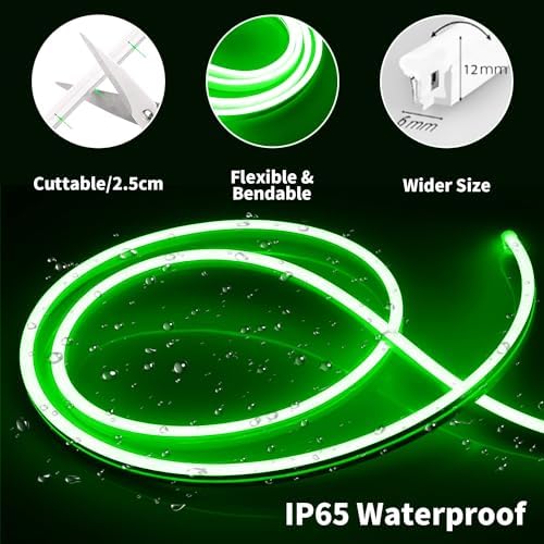 iNextStation 16.4FT DC12V LED Strip Lights Green Neon Rope Lights (No Plug)