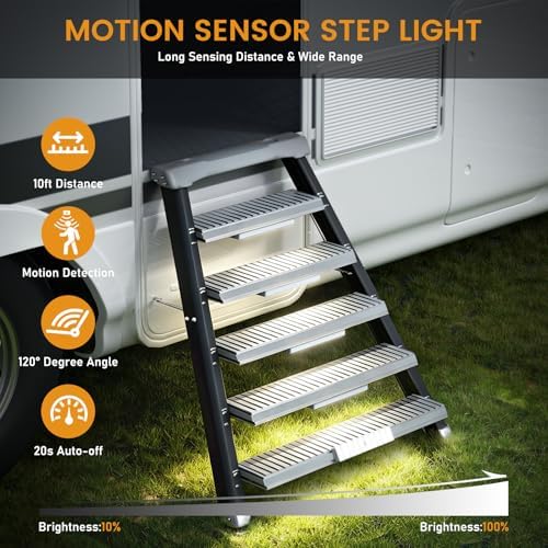 Racokky Under Cabinet Lighting with Remote, Motion Activated RV Step Light