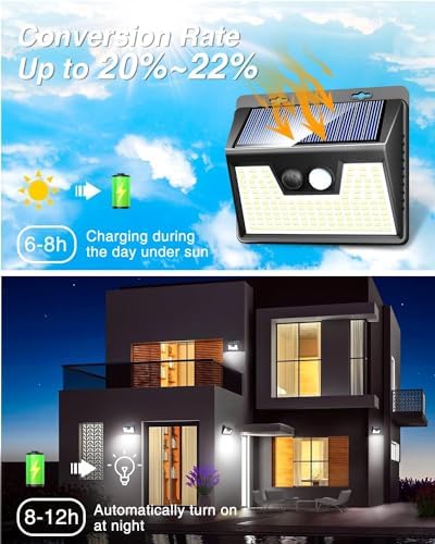 Peasur 20 Pack Solar Lights for Outside, Motion Sensor Outdoor Lights, 140LED Solar Security Lights 3 Working Modes, Solar Lights Outdoor Waterproof for Outside Garden Yard Fence