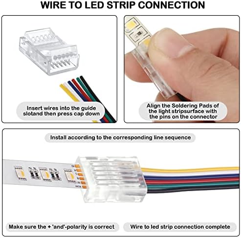 Flutesan 20 Pcs 6 Pin 12 mm LED Strip Connector RGB Lights