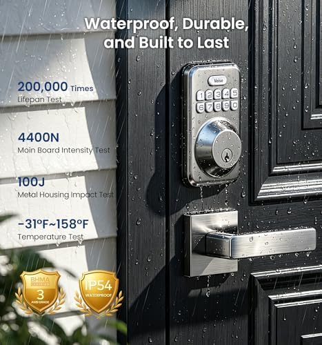 Veise DK01-B Keyless Entry Deadbolt Lock with Handle Set, Satin Nickel