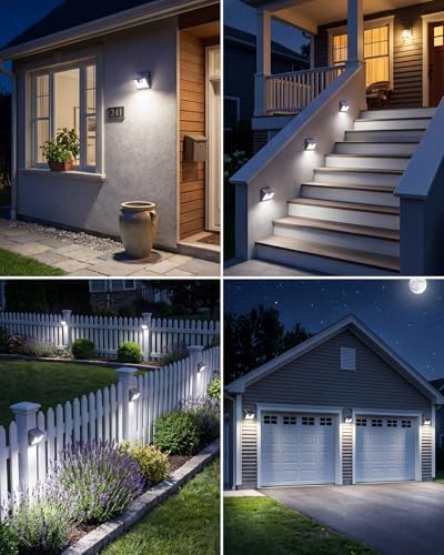 Peasur Solar Powered Lights Outdoor, 140 LED 24Pack Motion Sensor Light Outside, IP65 Waterproof Fence Security Lighting with 3 Modes for Yard Wall Garden Cool White