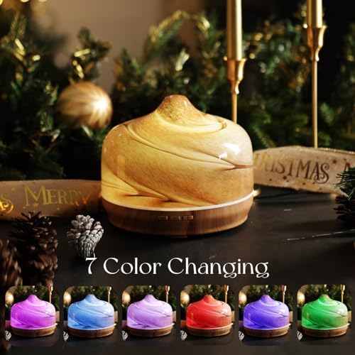 Porseme 500ml Glass Essential Oil Diffuser Aromatherapy Ultrasonic Cool Mist Humidifier 15-21 Running Hours Waterless Auto-Off Air Diffusers for Sleeping Yoga Working Spa(Desert)