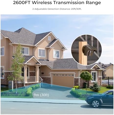 eMACROS Solar Wireless Driveway Alarm, 1 Plug-in Receiver & 4 Sensors