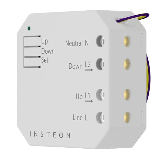 Insteon Micro Open/Close Motor Inline Adaptor, Shutters & Blinds - 2444-222 | Controls Motorized Shutters, Blinds, & Screens; Installs Inline With Local Switch Control Via Sense Wires; Handles Up To 8A