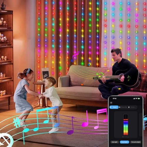 echosari Smart Curtain Lights 6.6 x 9.8Ft 16 Million Colors Changing