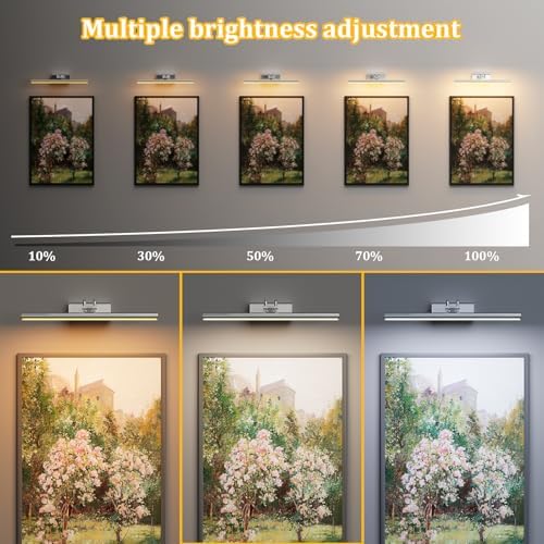 Picture Light, Platinum Silver, Battery Operated, RF Remote Control