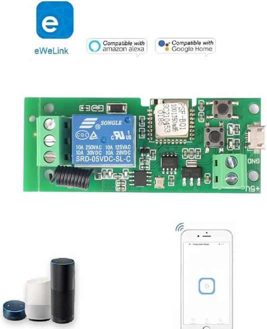WiFi Wireless Smart Switch Relay Module for Smart Home 5V 5V/12V,Ba Applied to Access Control, Turn on PC, Garage Door (5v)
