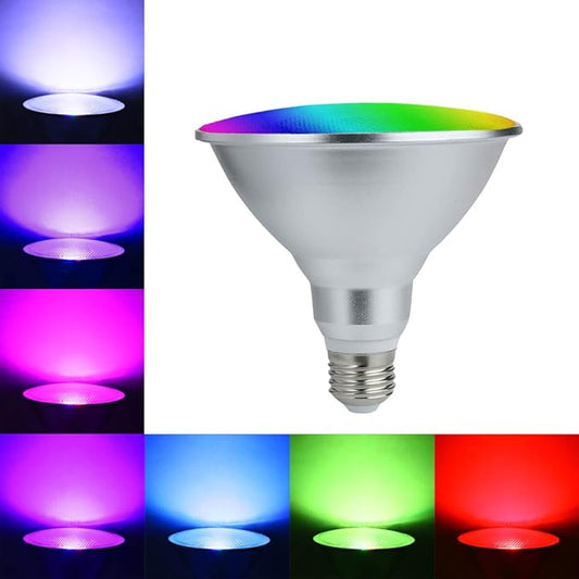 20W PAR38 RGB Colored LED Spotlight Outdoor, E27/E26 Color Changing Light Bulb, Waterproof Flood Light with Remote for Holiday Home Party Decoration