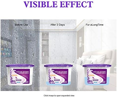 CANAGER Lavender Vanilla Moisture Absorber Box,Odor Eliminator and Dehumidifier Boxes for Closet,Bedroom,Kitchen,Bathroom-6 Packs,Cups - Traps Moisture for Fresher, Cleaner Air Purple