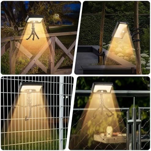 Solar Motion Lights Outdoor with Flexible Octopus Tripod (2 Pack, 3000K)