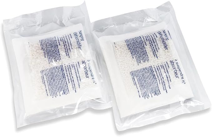 Camco 44286 Fragrance Free Hanging Dehumidifier-Convenient Hook Absorbs up to 3x Its Weight in Water, Reduces Moisture and Humidity in Closets and Tightly Confined Spaces, 2 Pack