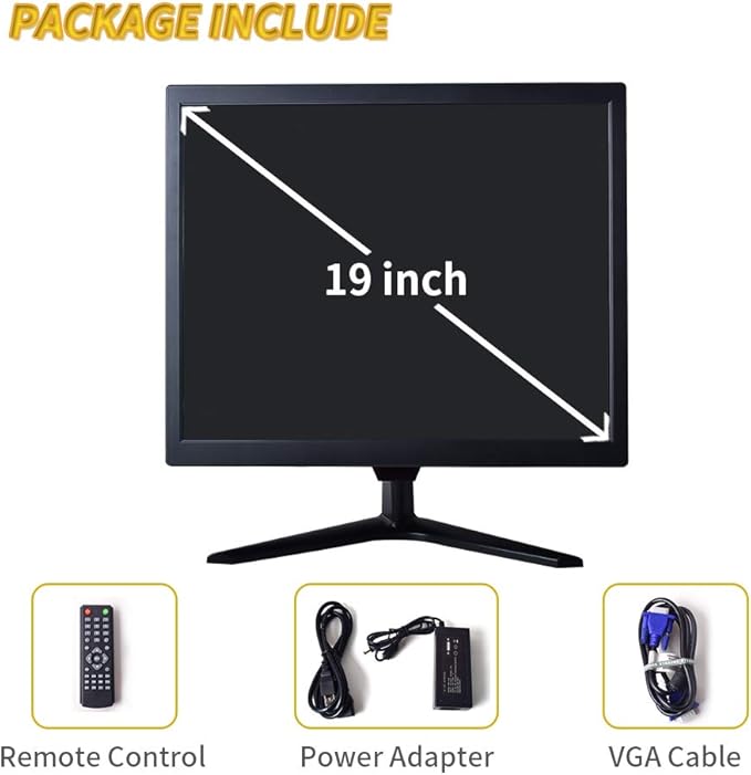 Cocar CCTV Security Monitor, 19 inch Security Surveillance Monitor for Home Security Systems Surveillance Camera STB PC, 1280x1024 Vesa 10 * 10 Mounting Built-in Speaker, BNC/VGA/HDMI/Audio in & Out